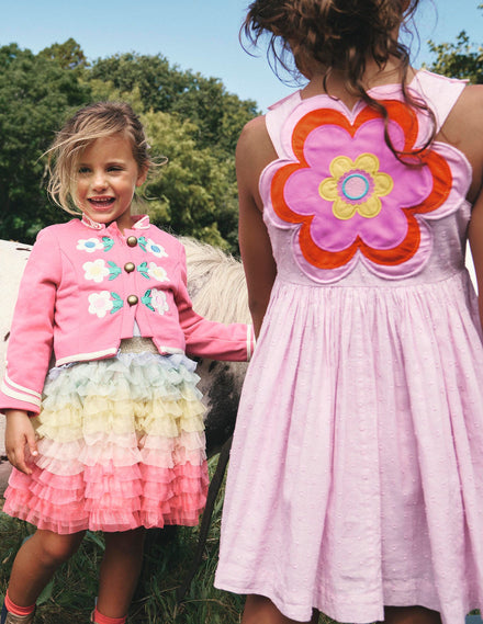Appliqué Back Dress-Sugared Almond Pink Flower