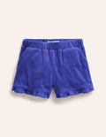 Frill Hem Towelling Shorts-Wisteria Blue