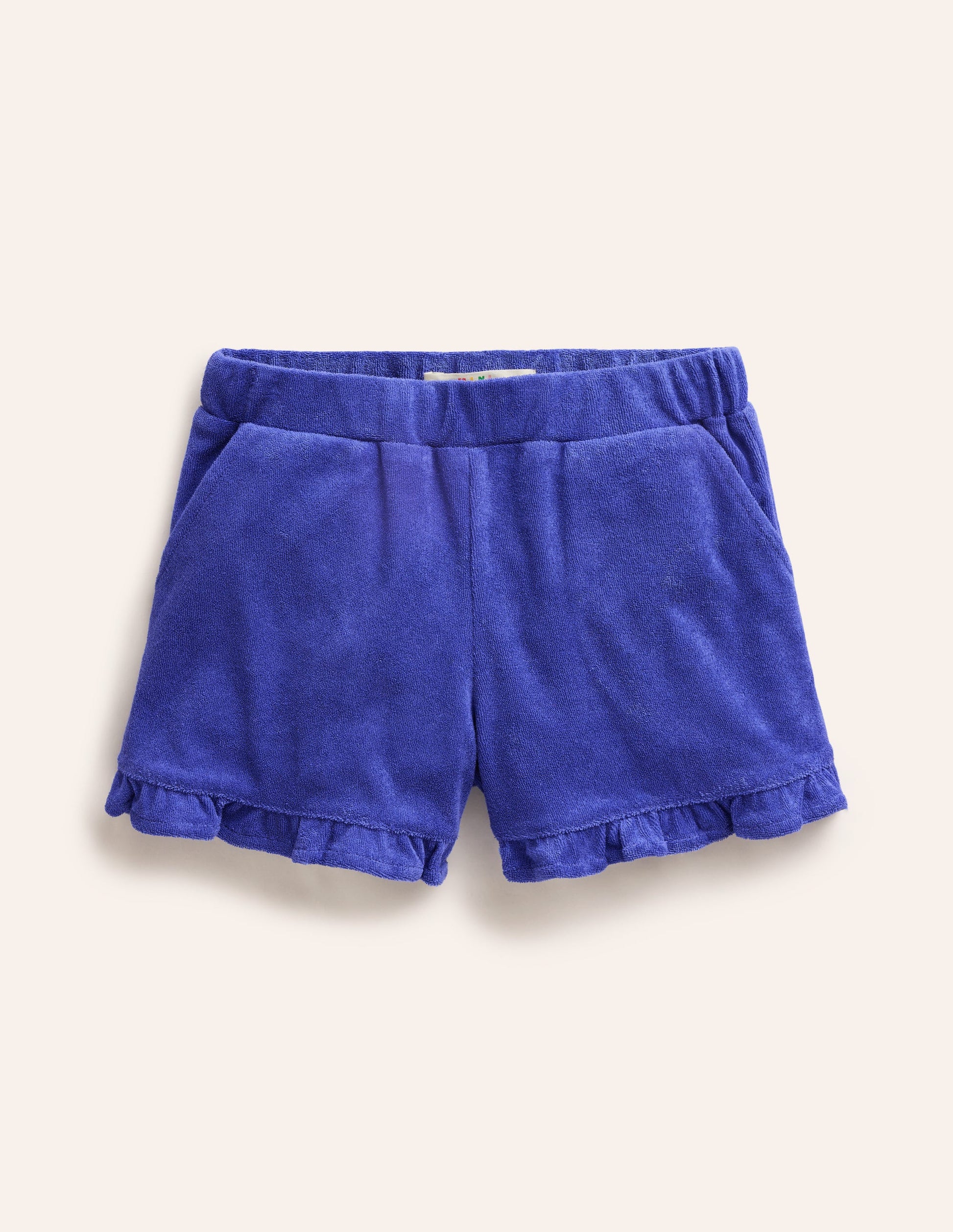Frill Hem Towelling Shorts-Wisteria Blue-1