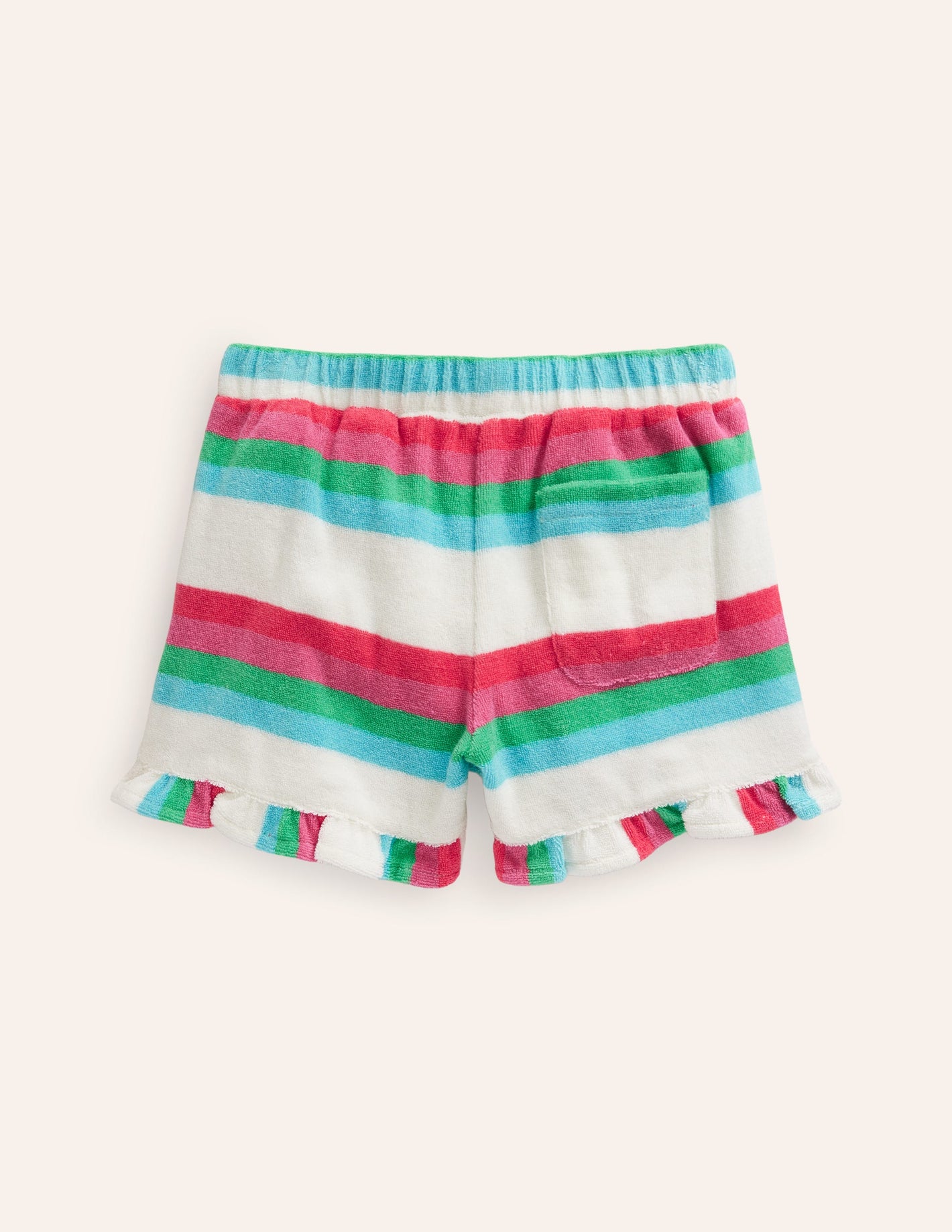 Frill Hem Towelling Shorts-Multistripe