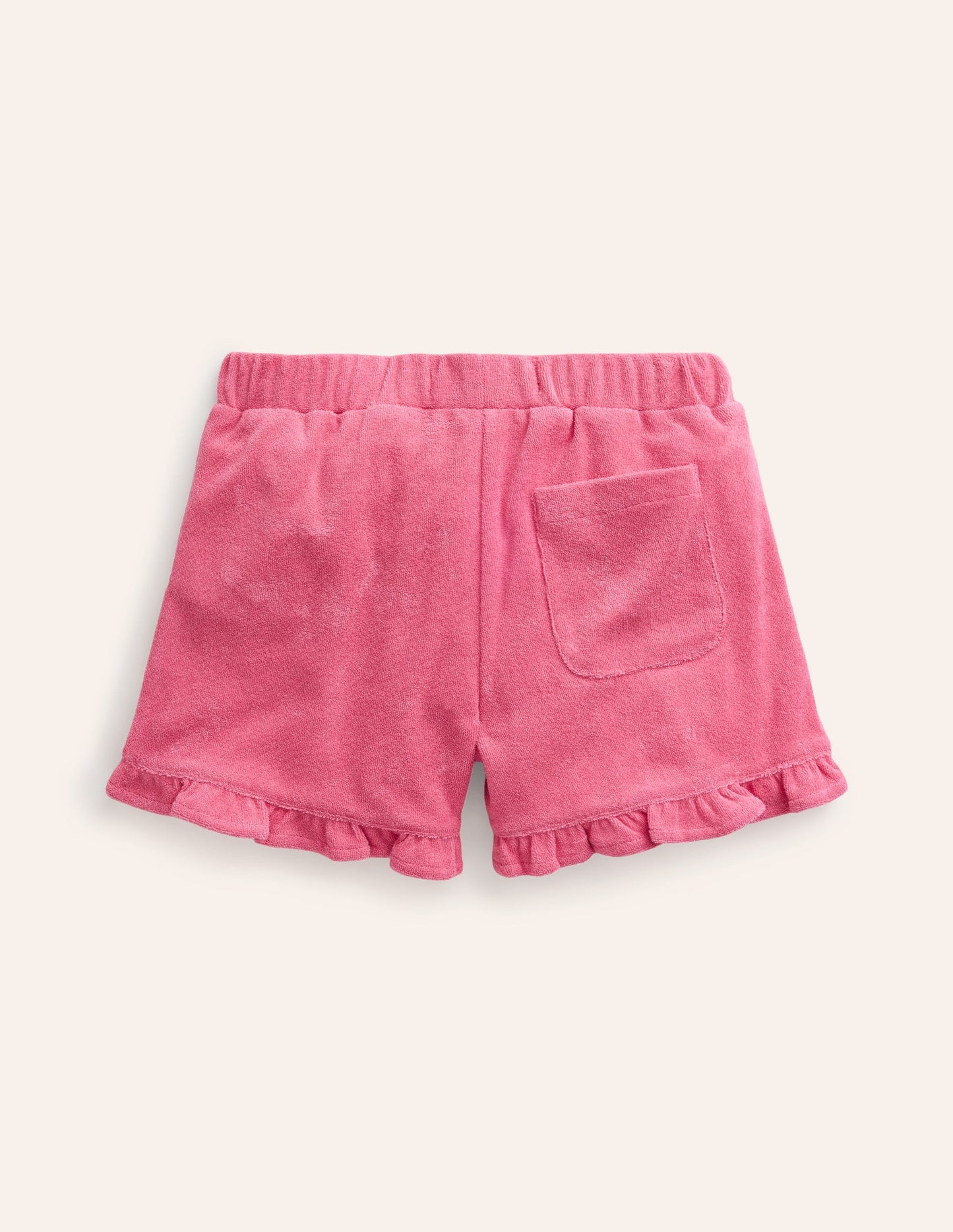 Frill Hem Towelling Shorts-Rose Pink