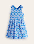 Cross-Back Dress-Blue Seashells