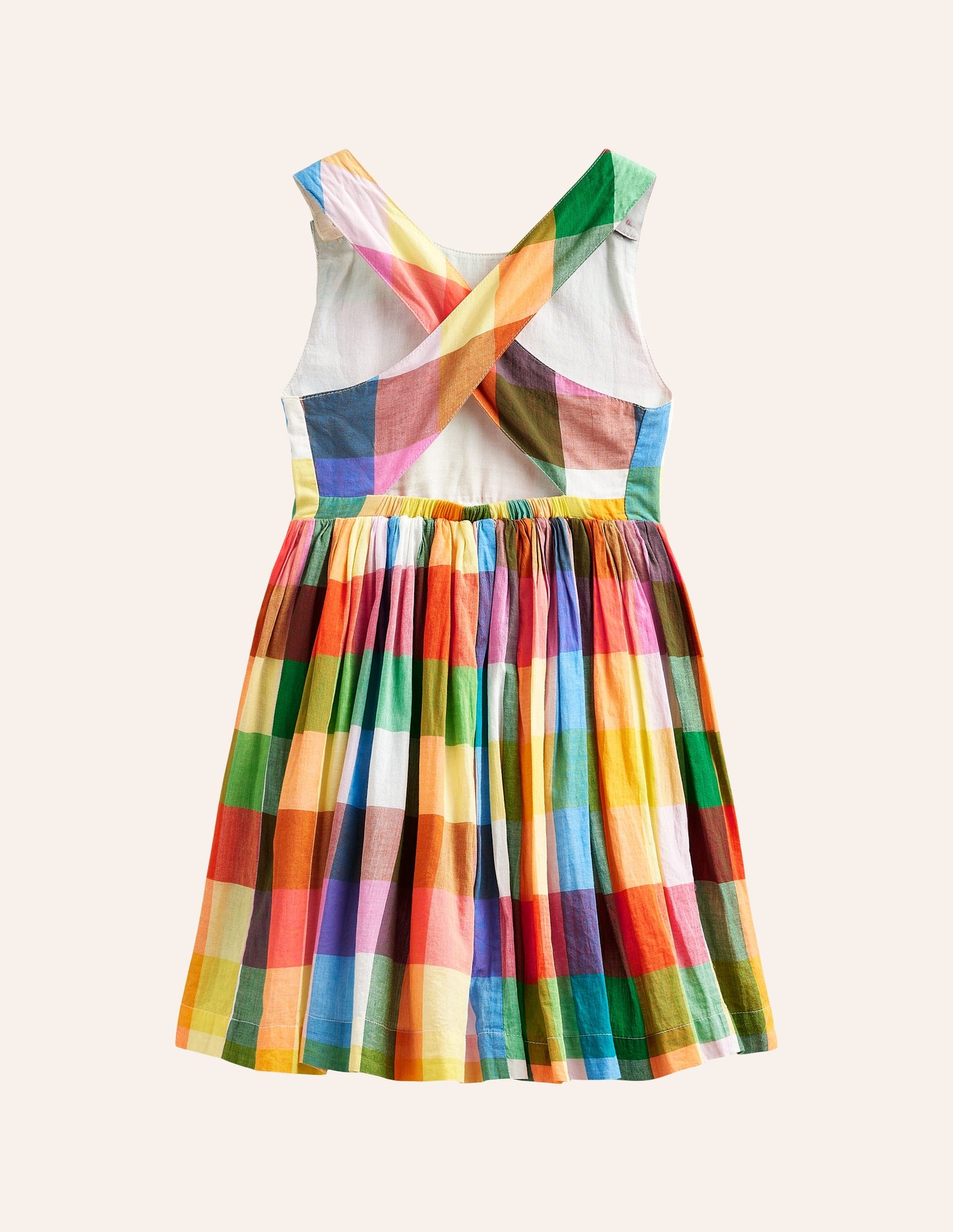 Cross-Back Dress-Bright Neon Multi Gingham