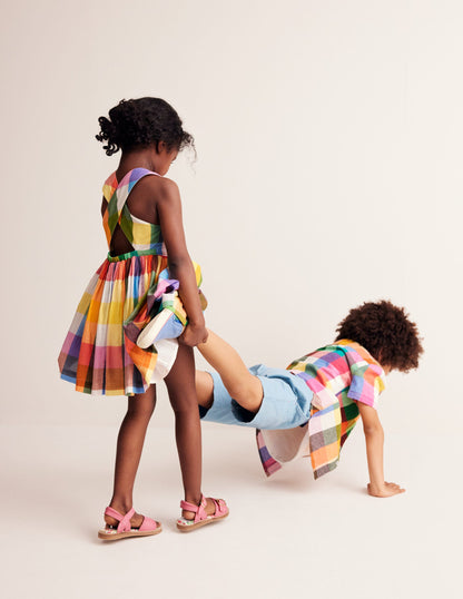 Cross-Back Dress-Bright Neon Multi Gingham-3