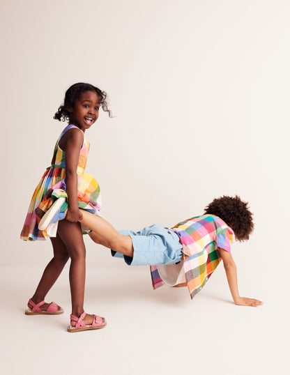 Cross-Back Dress-Bright Neon Multi Gingham-4