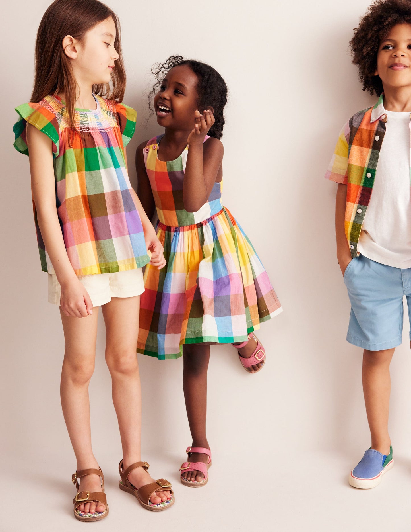 Cross-Back Dress-Bright Neon Multi Gingham