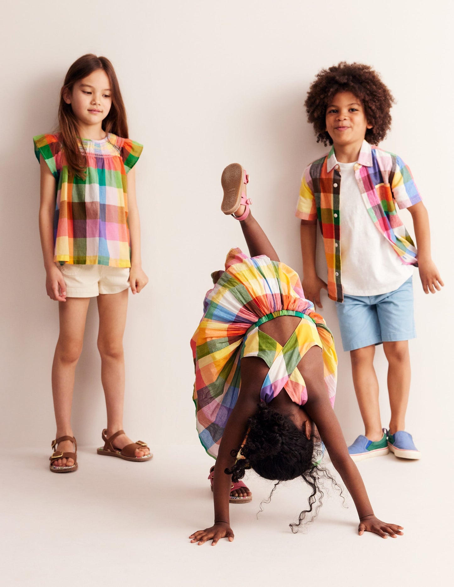 Cross-Back Dress-Bright Neon Multi Gingham