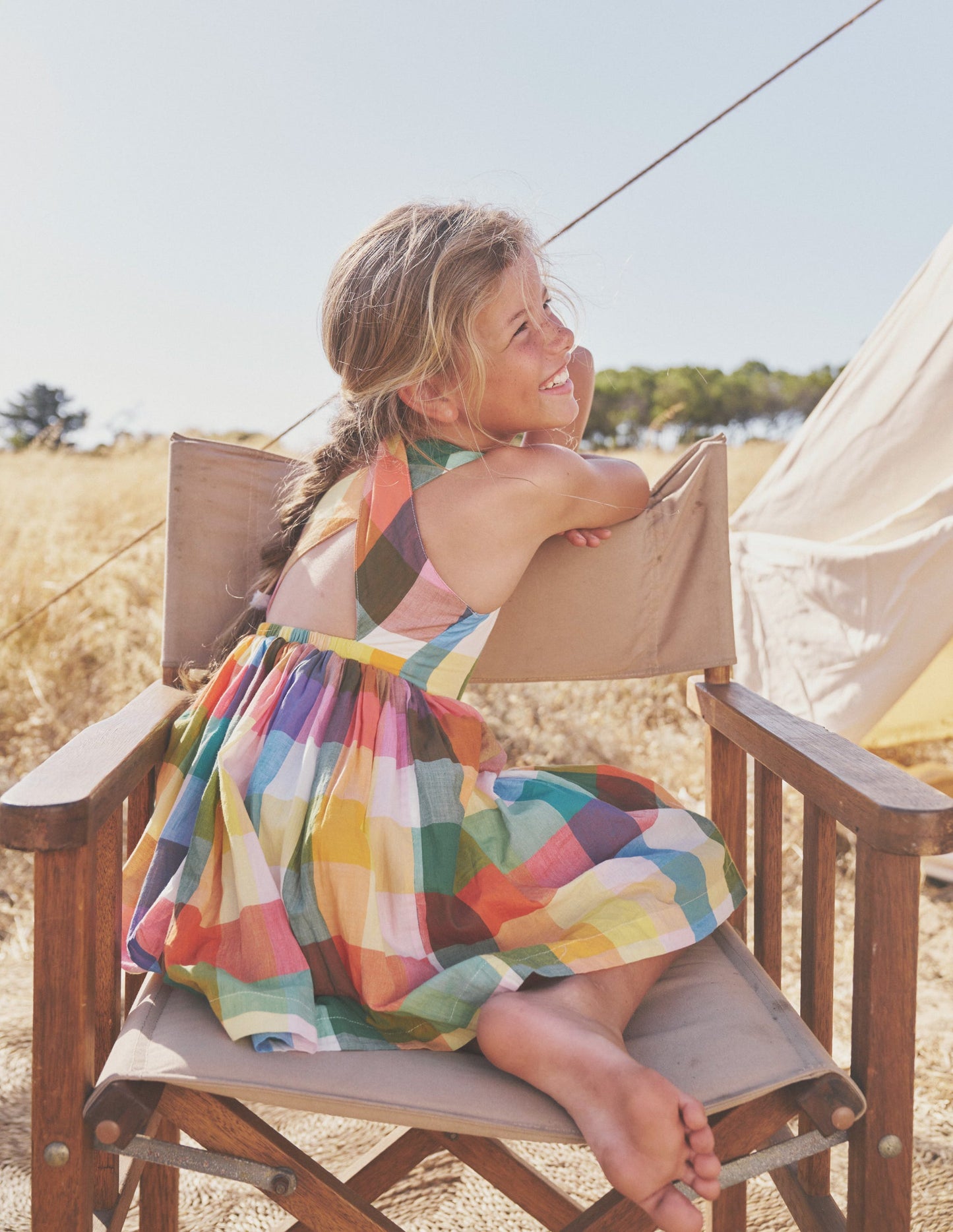Cross-Back Dress-Bright Neon Multi Gingham