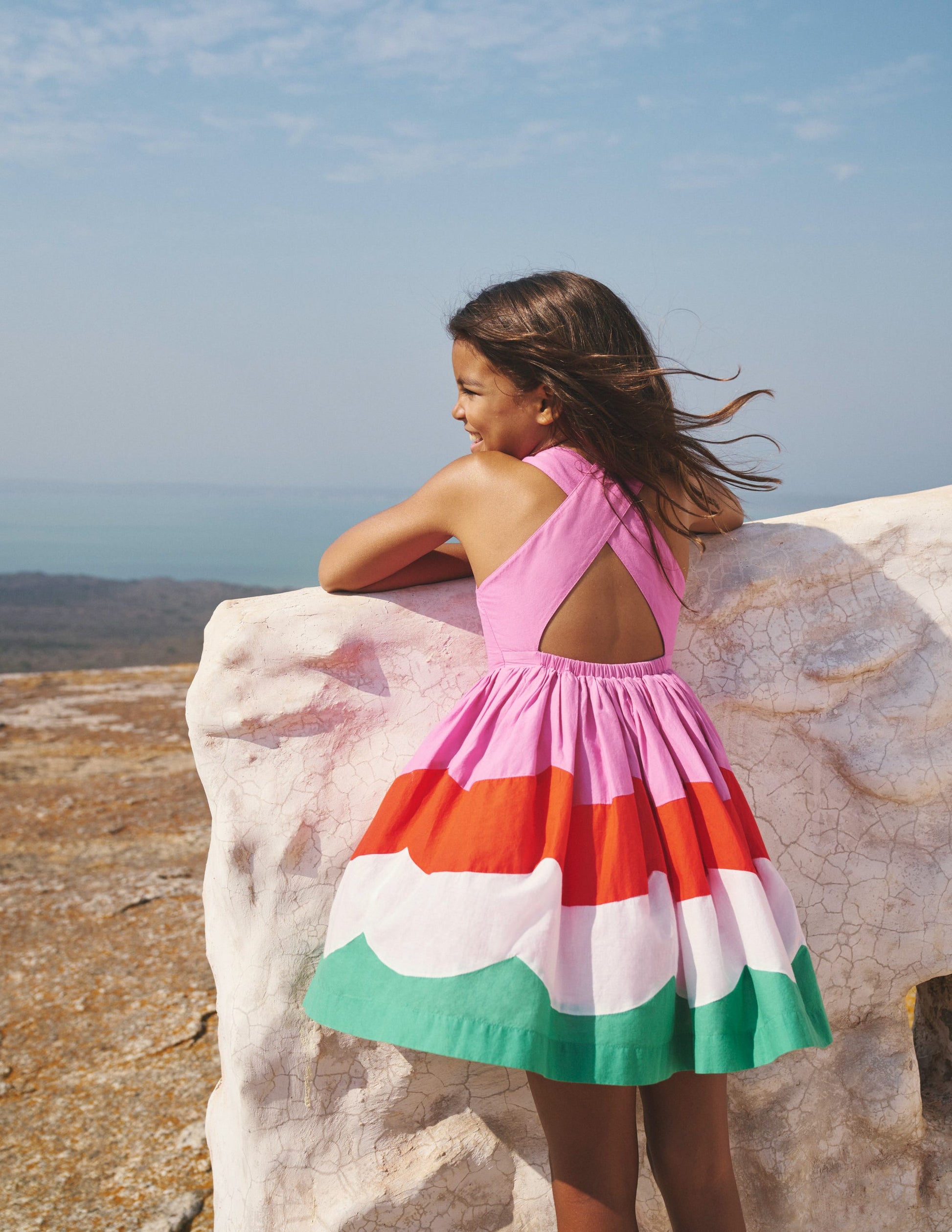 Cross-Back Dress-Scallop Colourblock-4