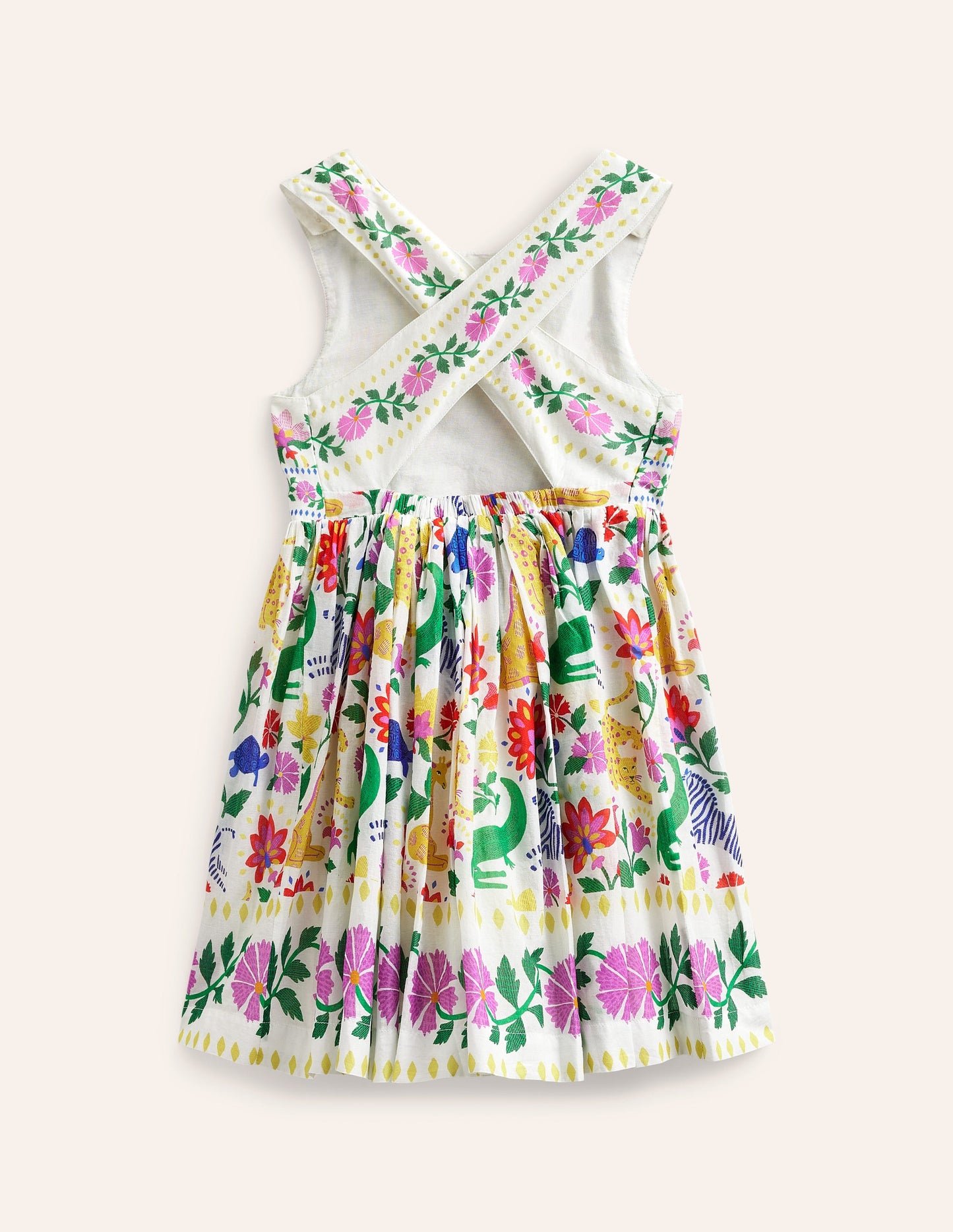 Cross-Back Dress-Multi Safari Floral