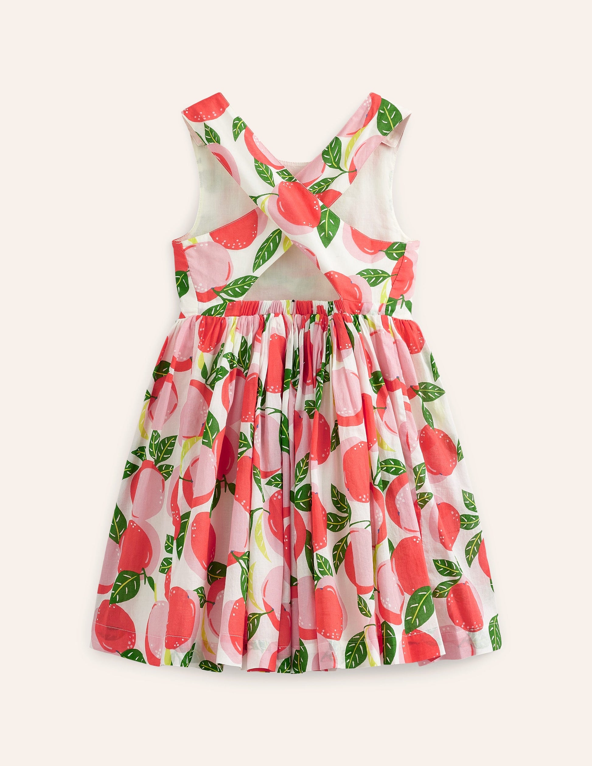 Cross-Back Dress-Ivory Peaches-2