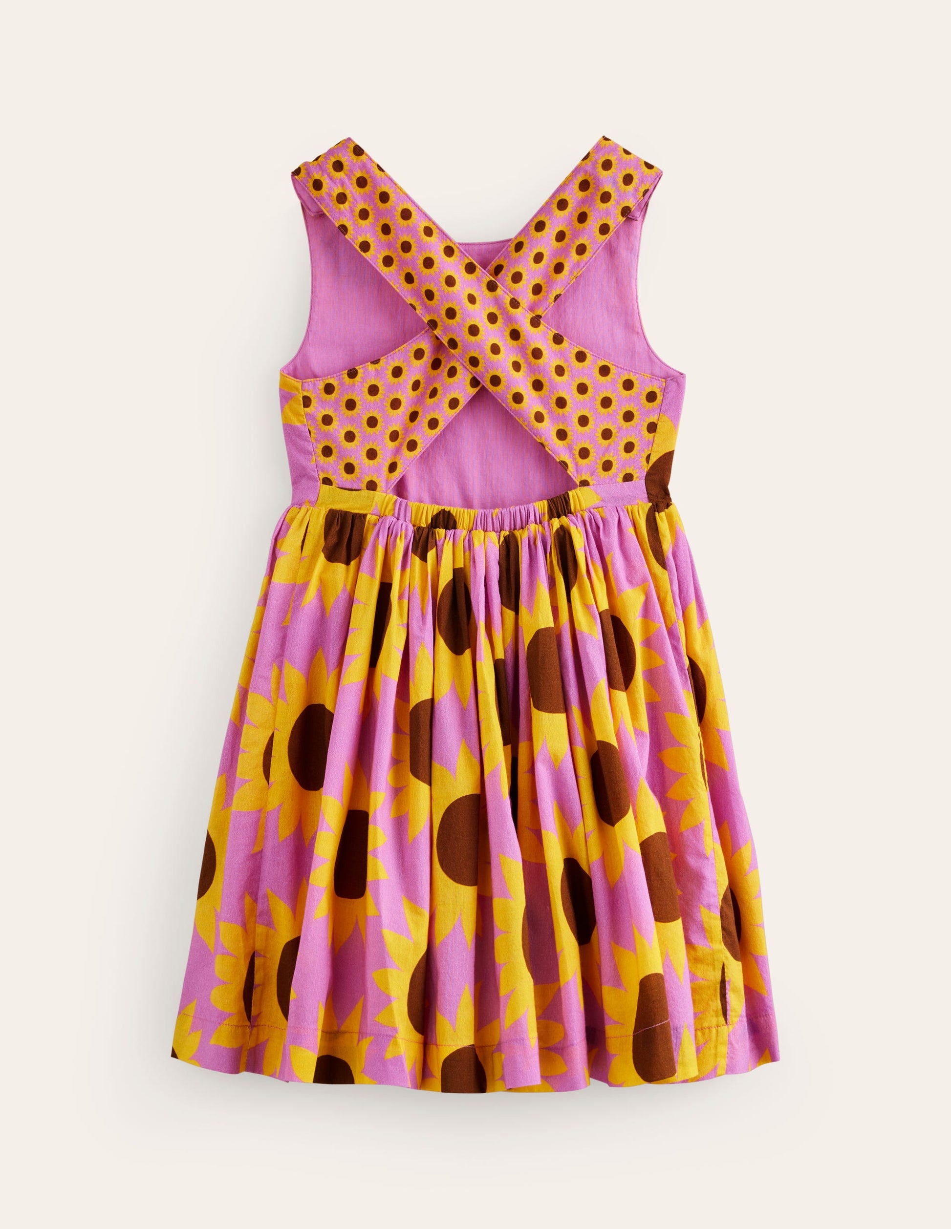 Cross-Back Dress-Pink Sunflower Geo-2