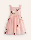 Appliqué Tulle Dress-Provence Dusty Pink Bugs