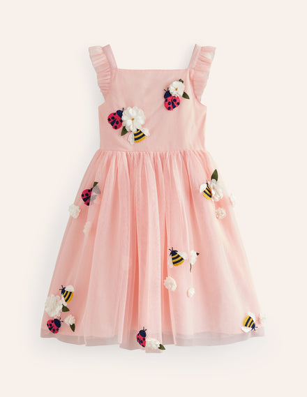 Appliqué Tulle Dress-Provence Dusty Pink Bugs