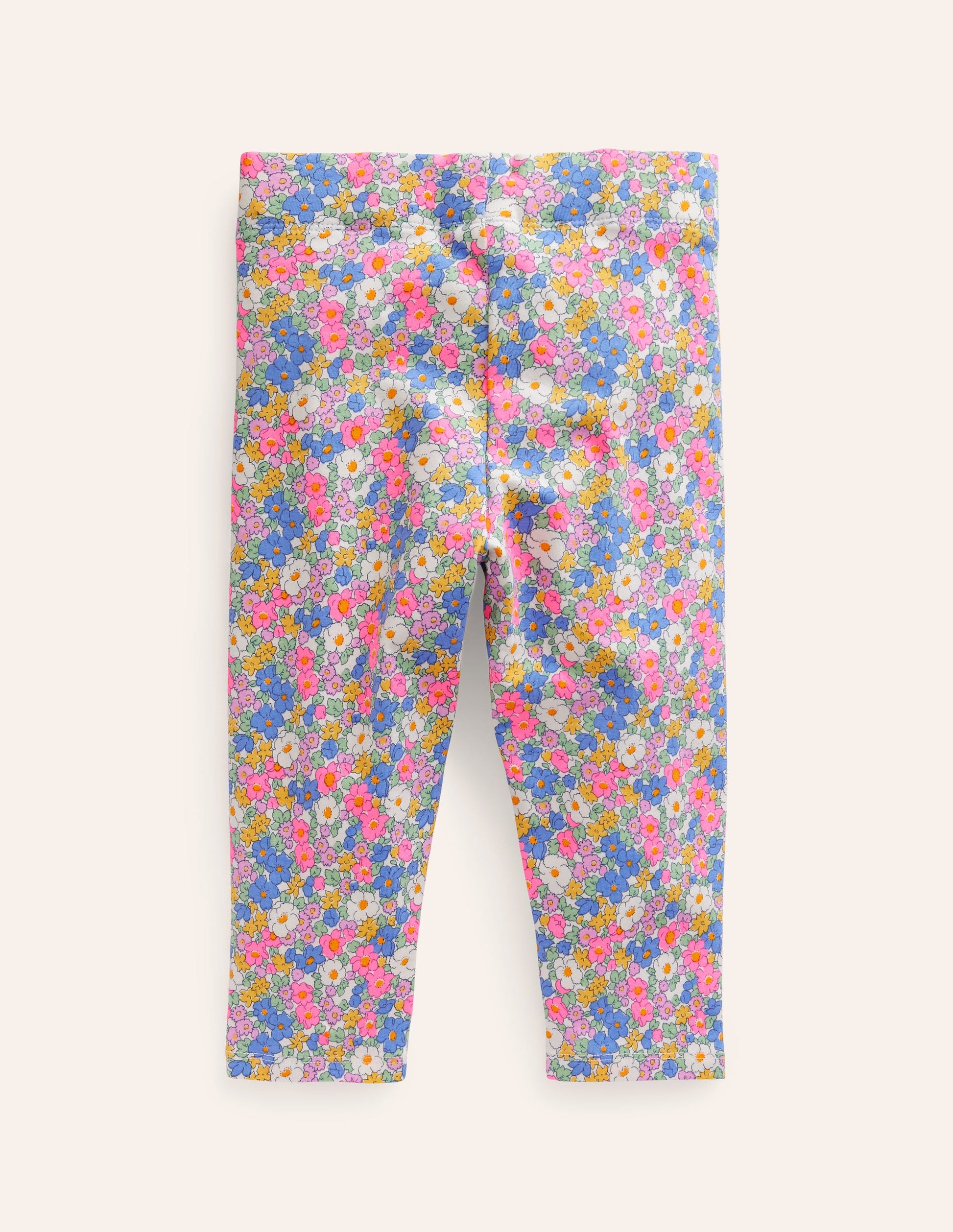 Fun Cropped Leggings-Festival Pink Nautical Floral-2