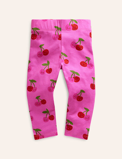 Fun Cropped Leggings-Pink Cherries