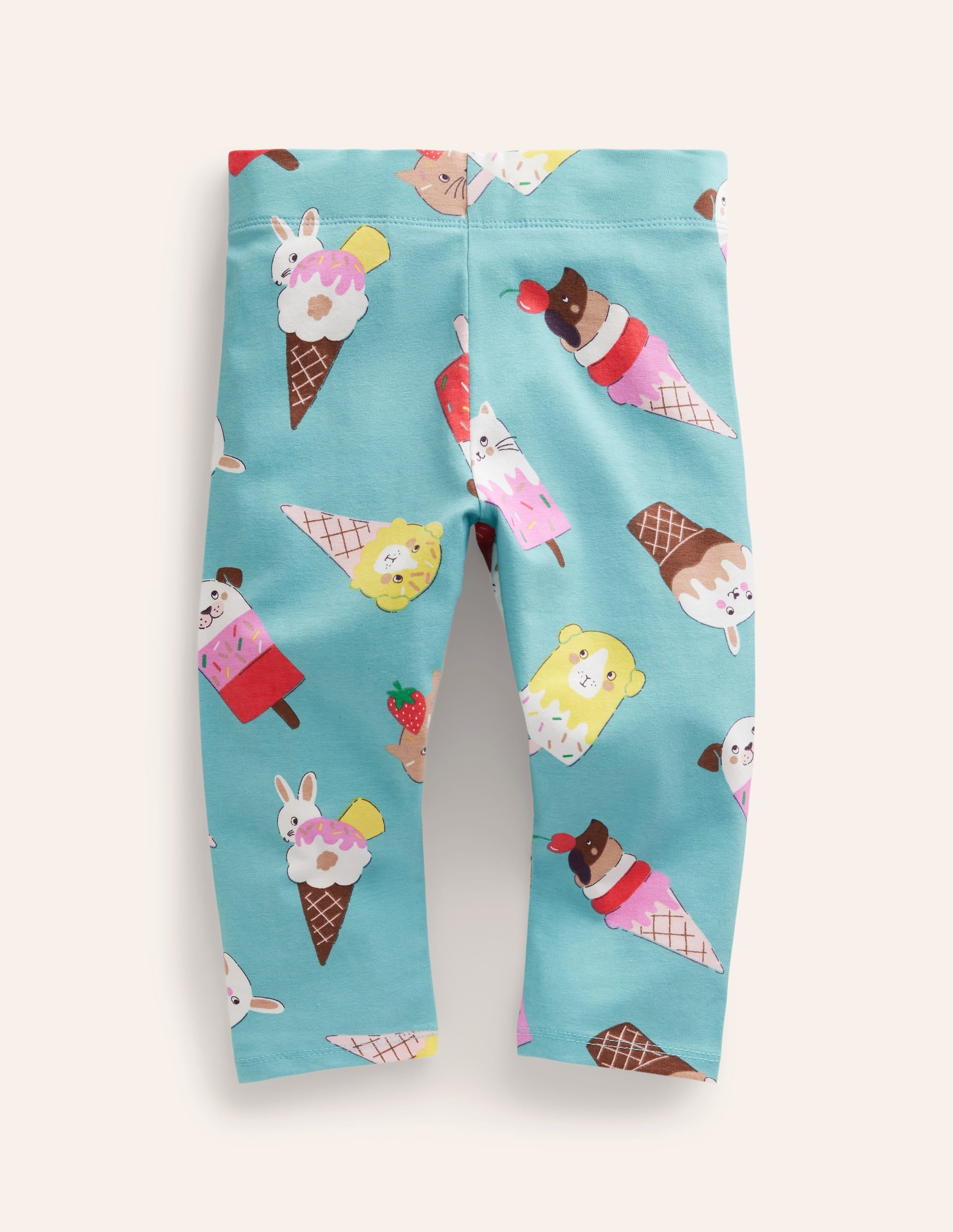 Fun Cropped Leggings-Aqua Sea Ice Creams - Image 1