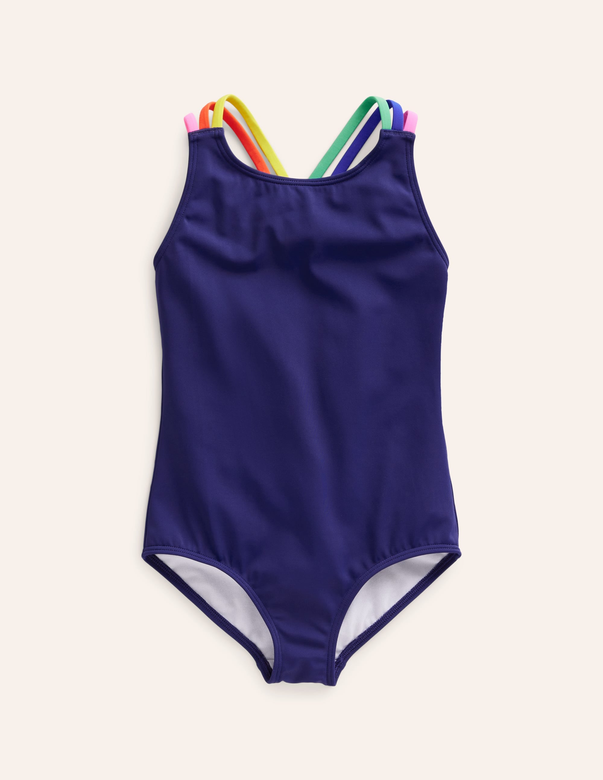 Rainbow Cross-Back Swimsuit-College Navy - Image 1