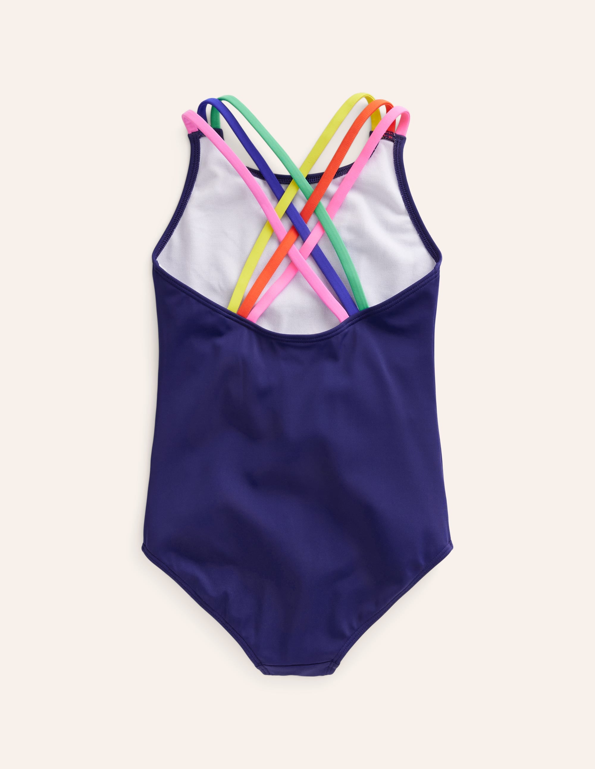 Rainbow Cross-Back Swimsuit-College Navy - Image 2