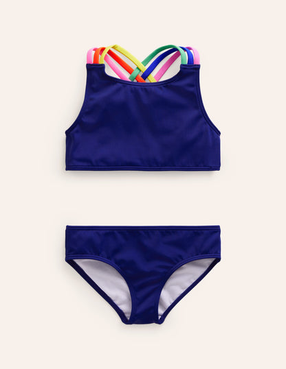 Rainbow Cross-Back Bikini-College Navy