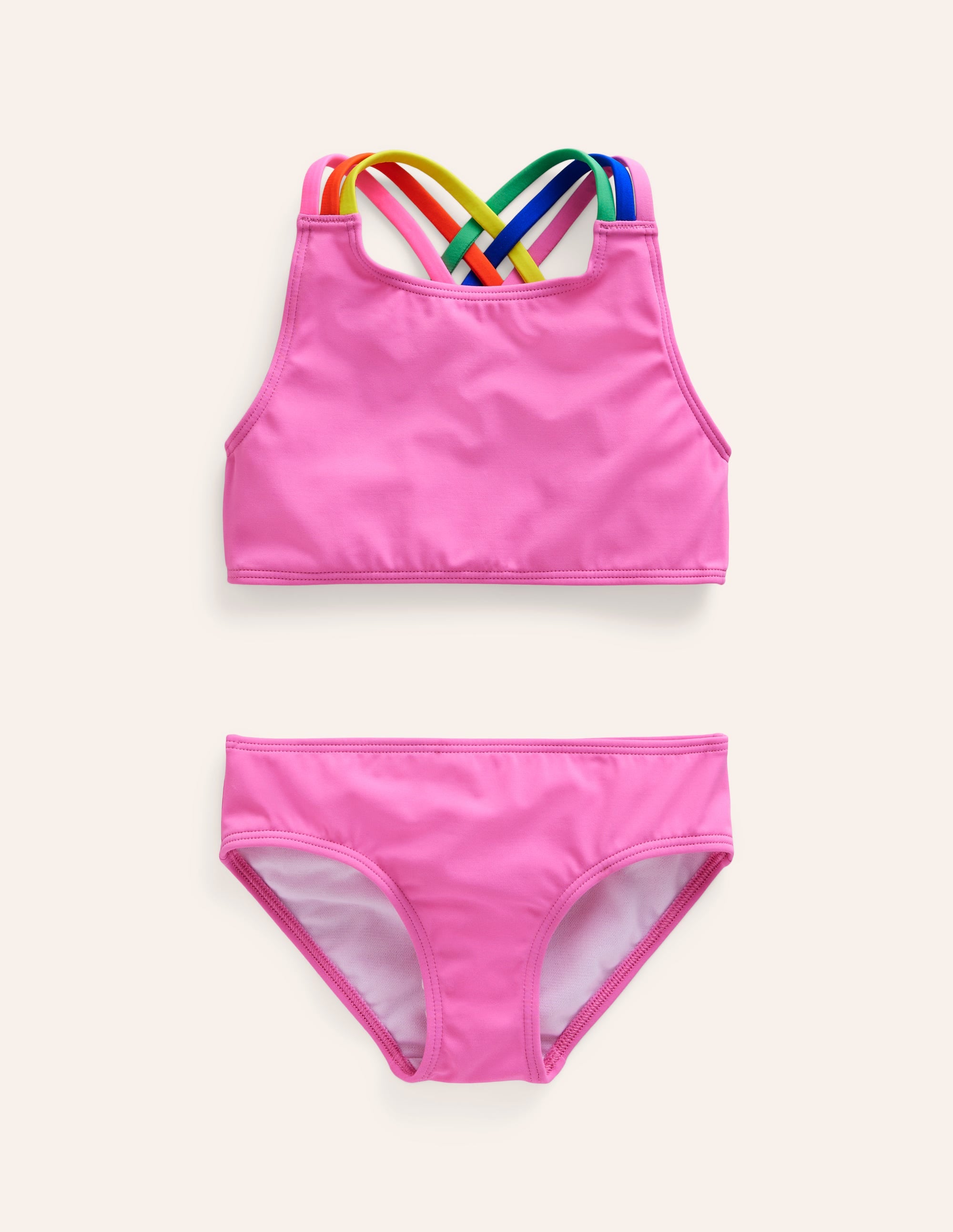 Rainbow Cross-Back Bikini-Strawberry Milkshake Pink - Image 1