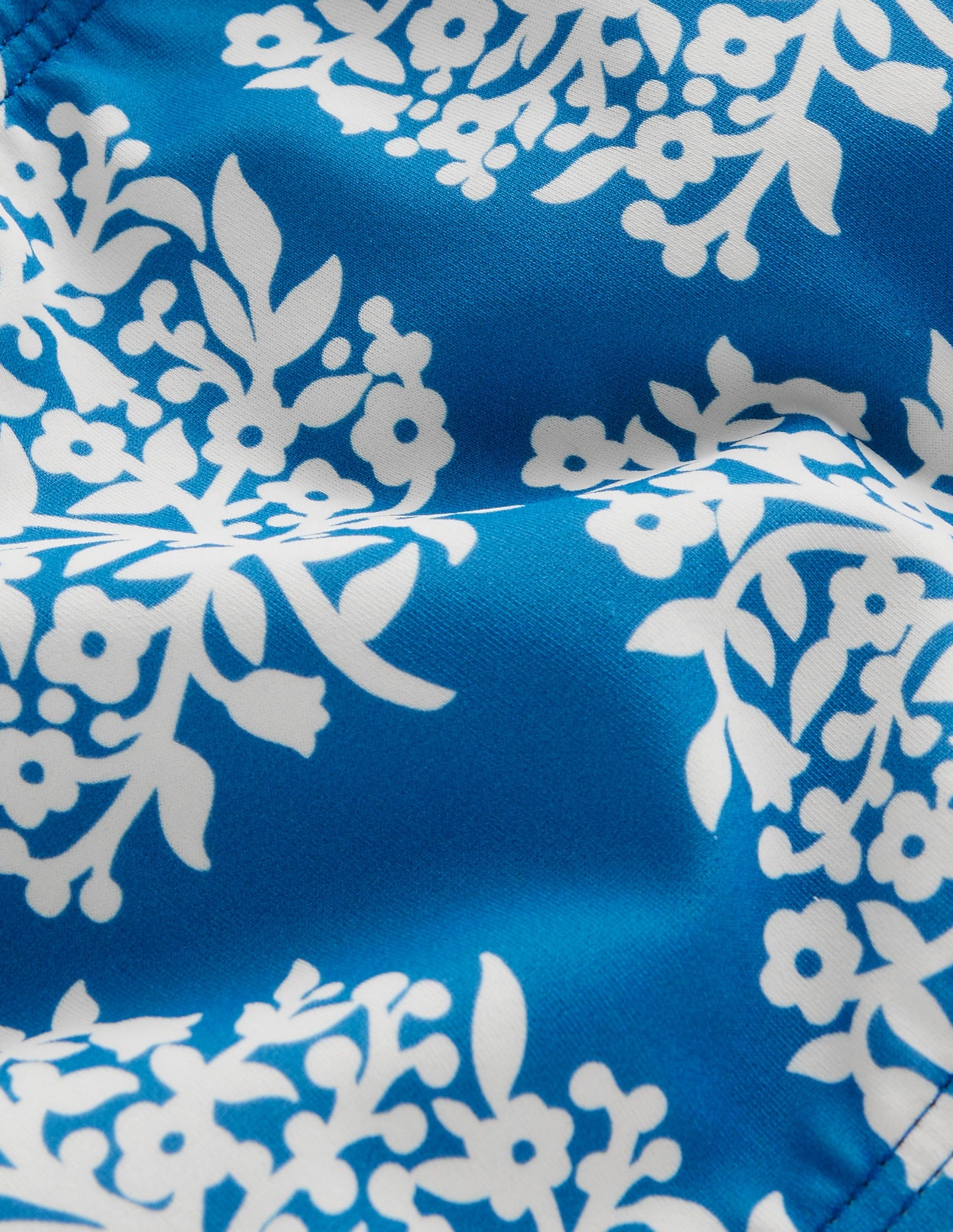 Puff Sleeve Bikini-Cabana Blue Small Flower Stamp