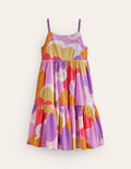Tiered Twirly Sundress-Jam Red Daisy Cloud