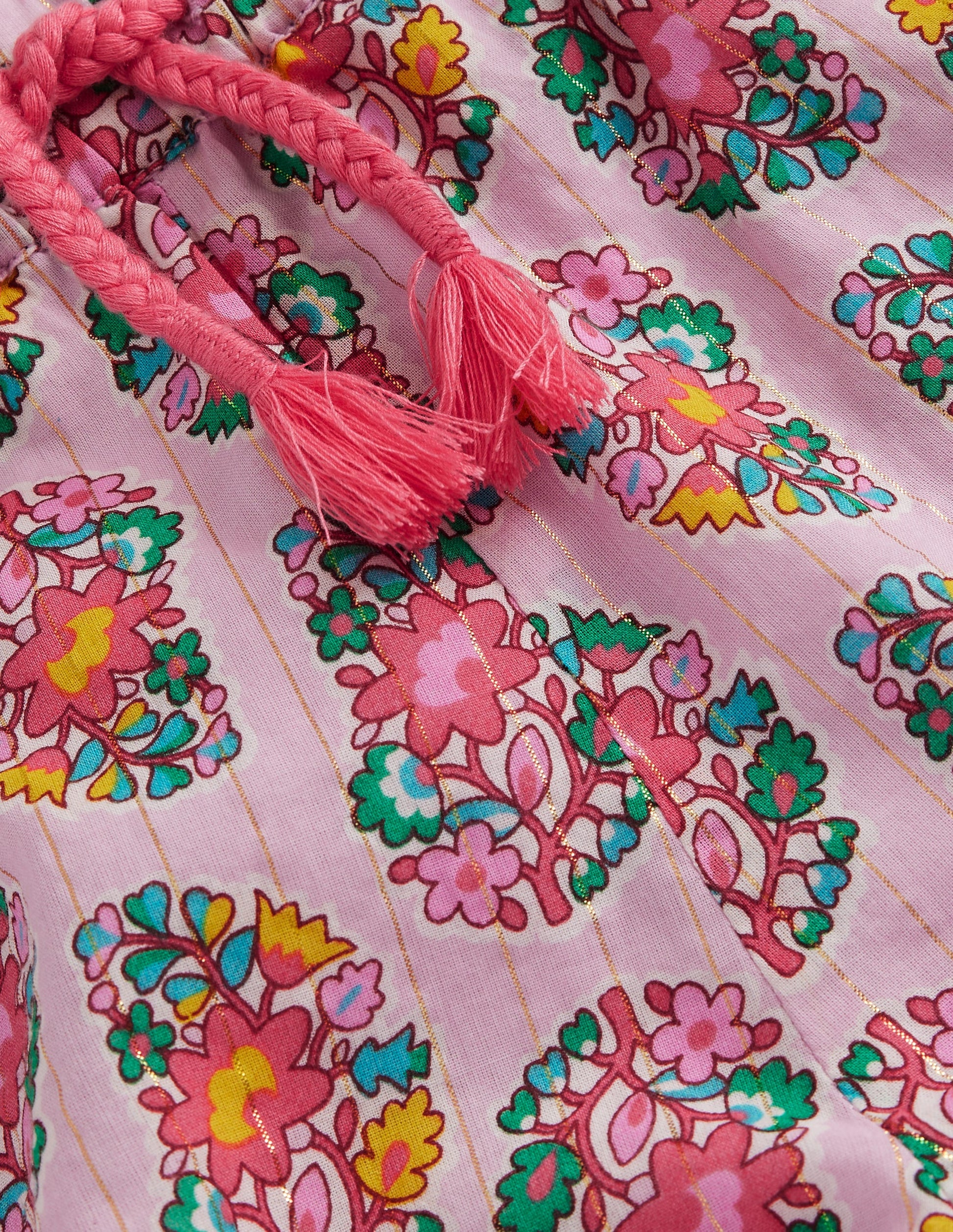Frill Hem Woven Shorts-Sugared Almond Pink Paisley-3