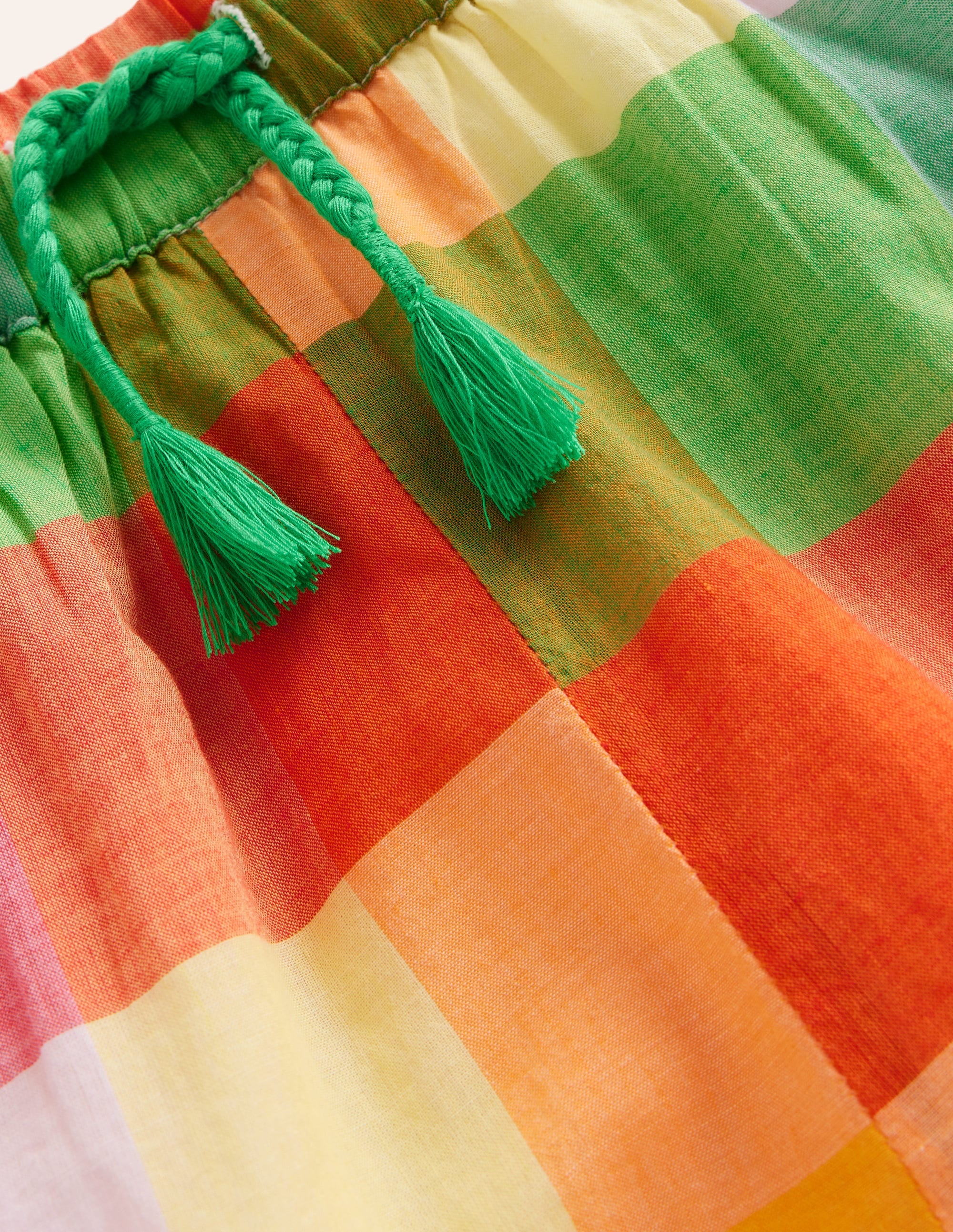 Frill Hem Woven Shorts-Bright Neon Multigingham - Image 5