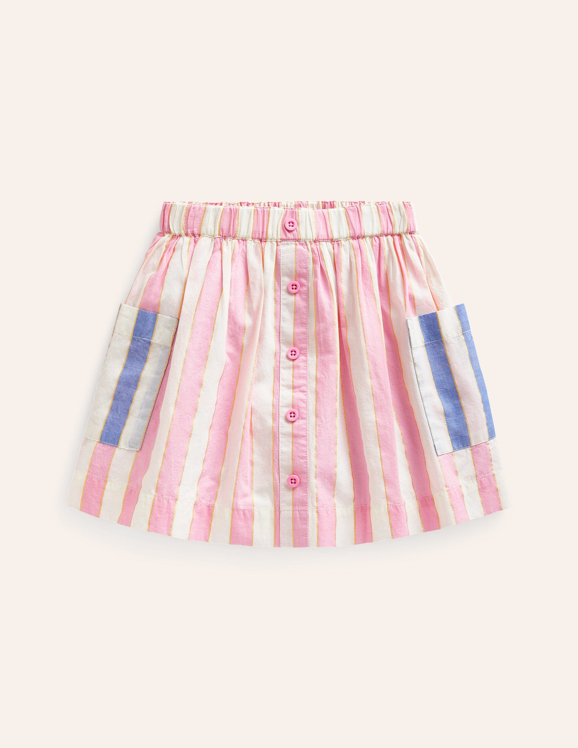 Pull On Twirly Skirt-Pink Lurex Stripe-1