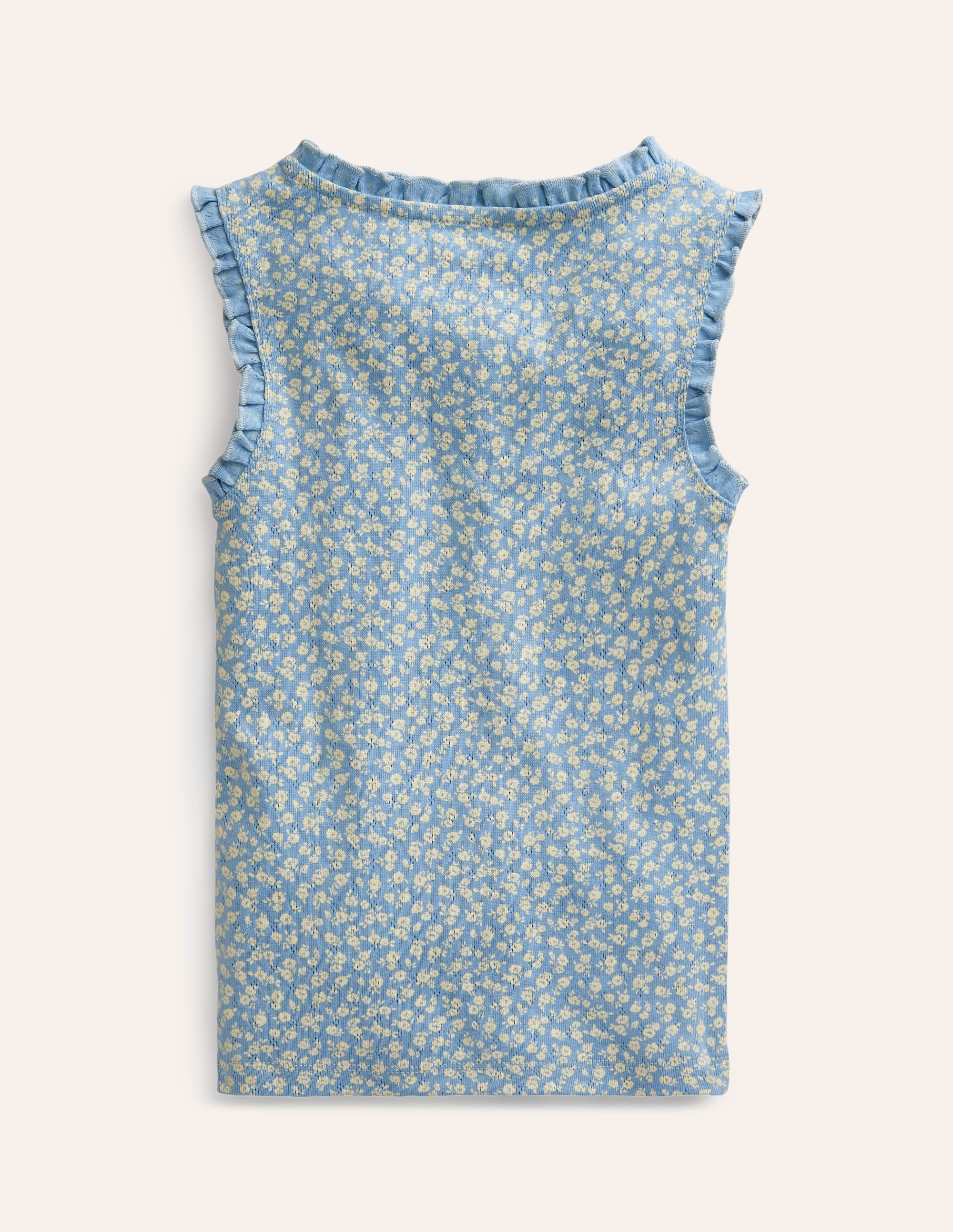 Pointelle Vest-Vintage Blue Floral - Image 2