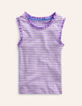 Pointelle Vest-Ivory/Misty Lavender Stripe