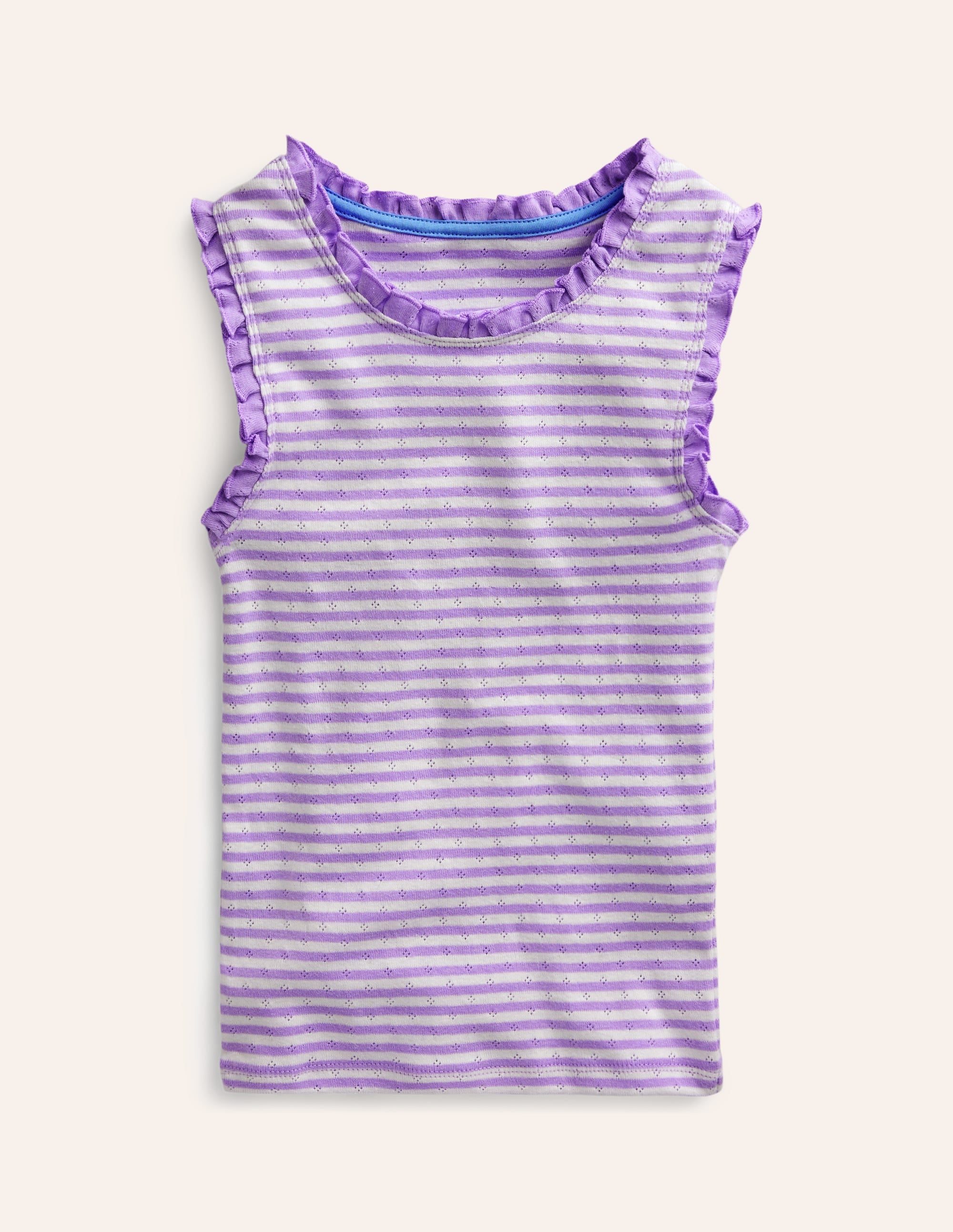 Pointelle Vest-Ivory/Misty Lavender Stripe - Image 1