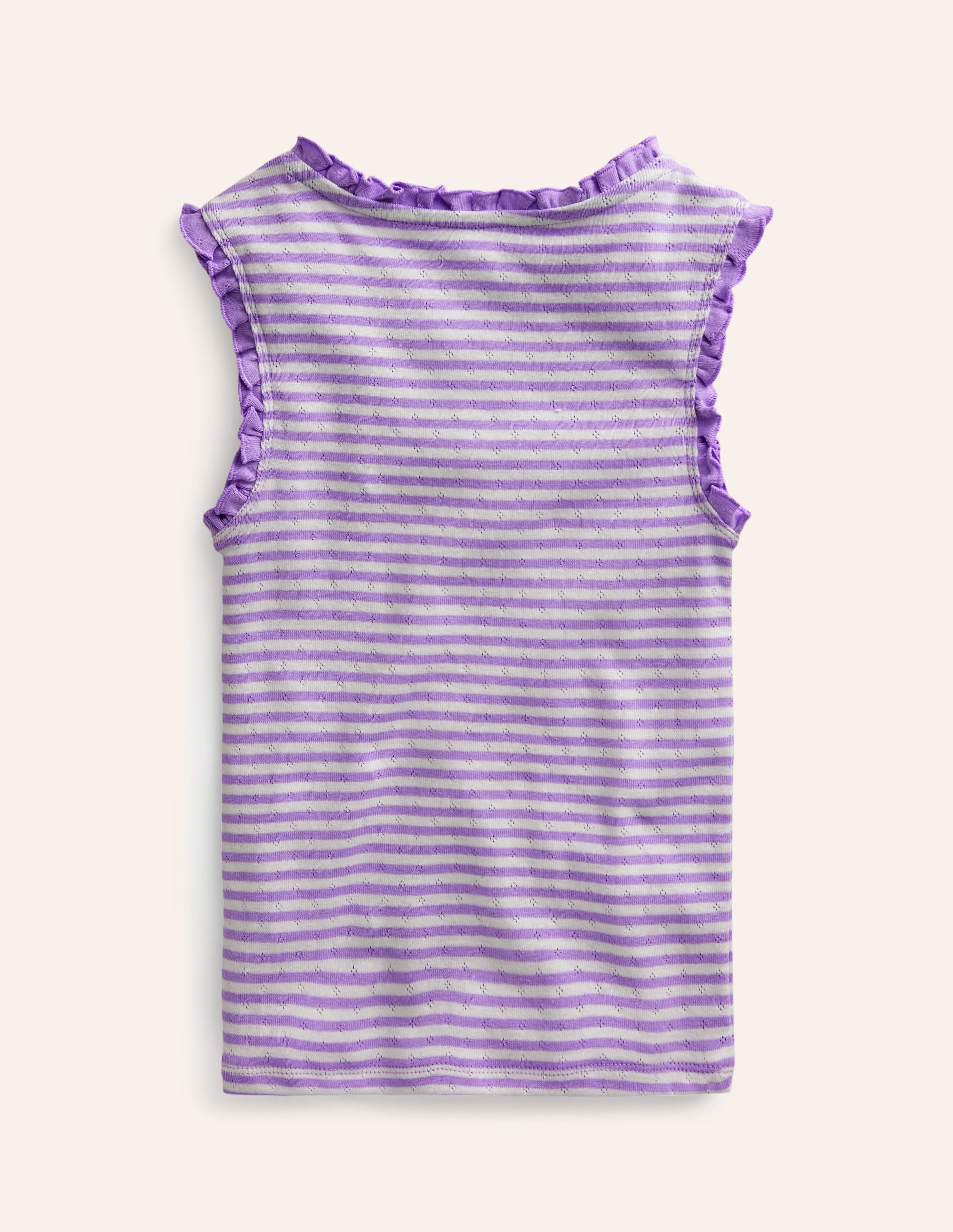 Pointelle Vest-Ivory/Misty Lavender Stripe - Image 2