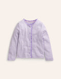 Pointelle Cardigan-Ivory/ Misty Lavender Stripe