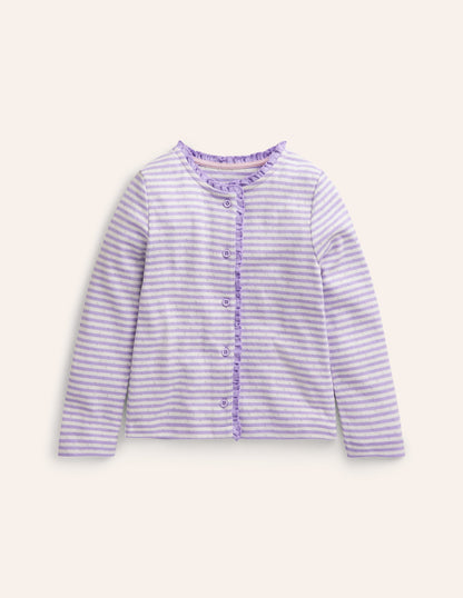 Pointelle Cardigan-Ivory/ Misty Lavender Stripe-1