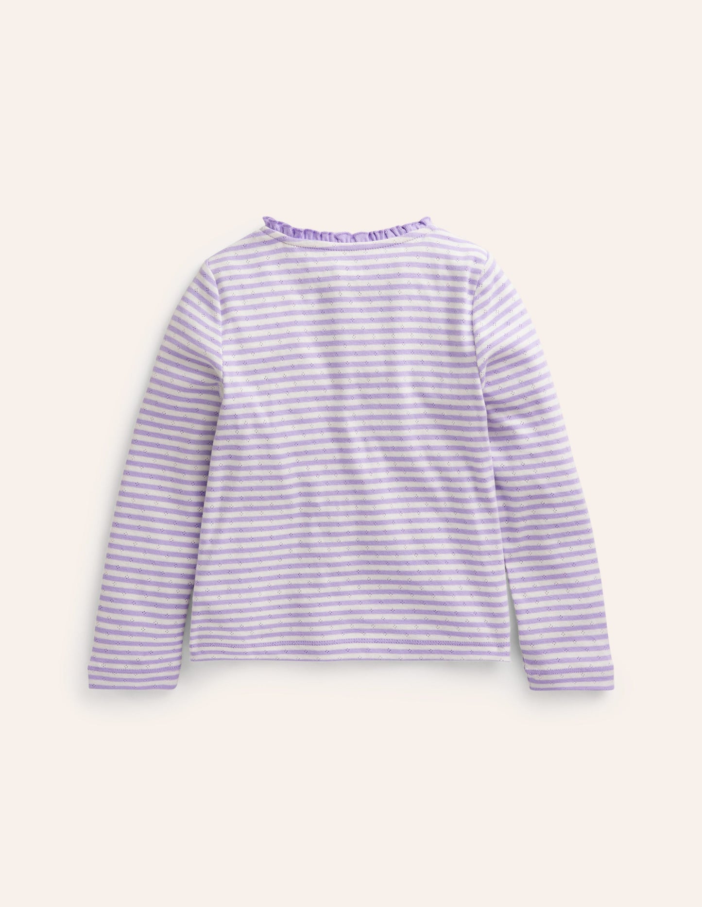 Pointelle Cardigan-Ivory/ Misty Lavender Stripe