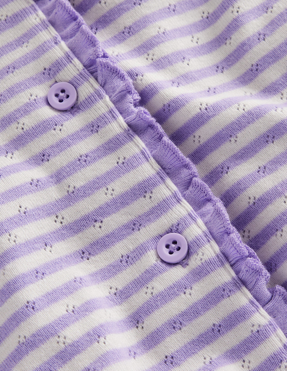 Pointelle Cardigan-Ivory/ Misty Lavender Stripe - Image 3