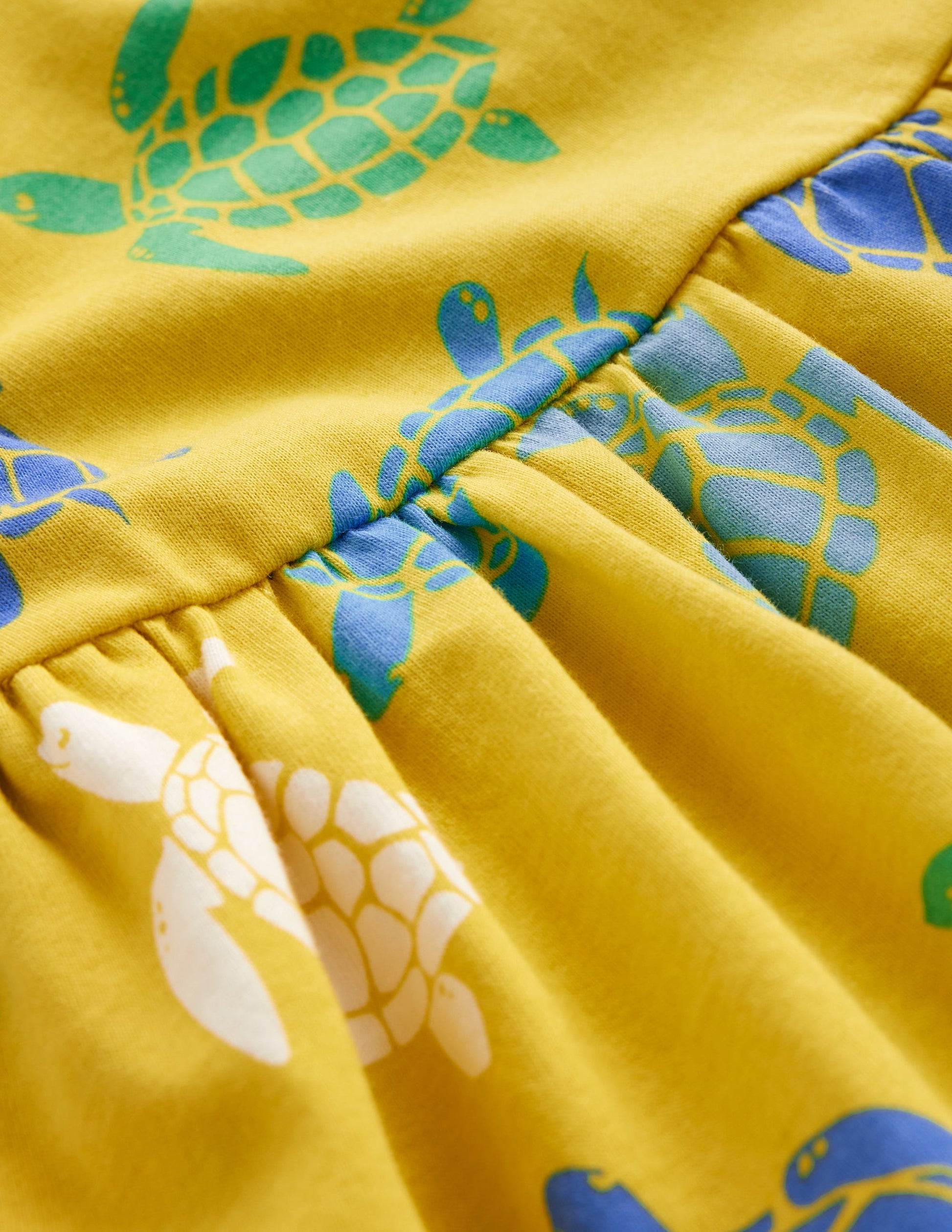 Short-sleeved Fun Jersey Dress-Zest Yellow Turtles-3