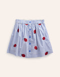 Button Through Twirly Skirt-Ticking Stripe Ladybird