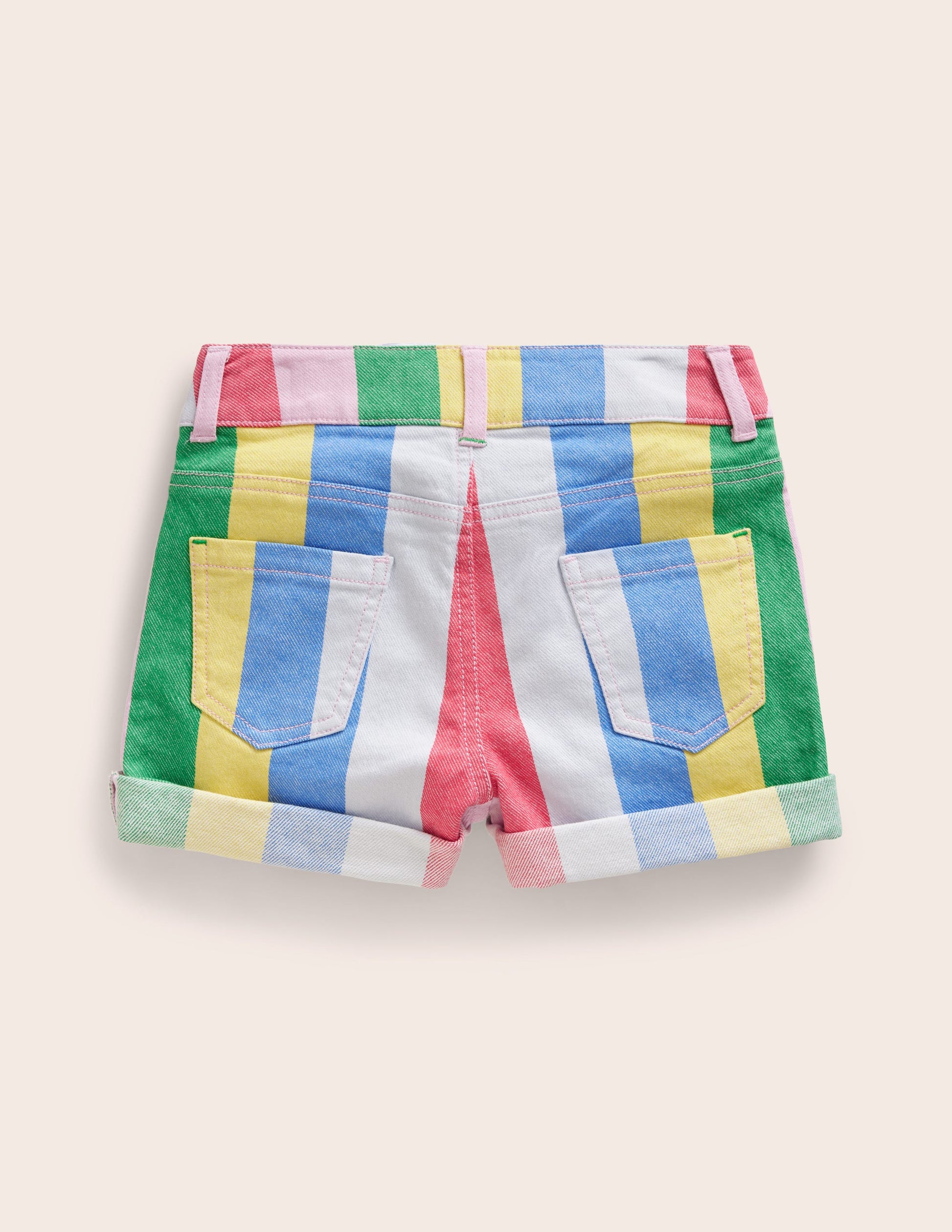 Denim Shorts-Multi Rainbow Stripe-2