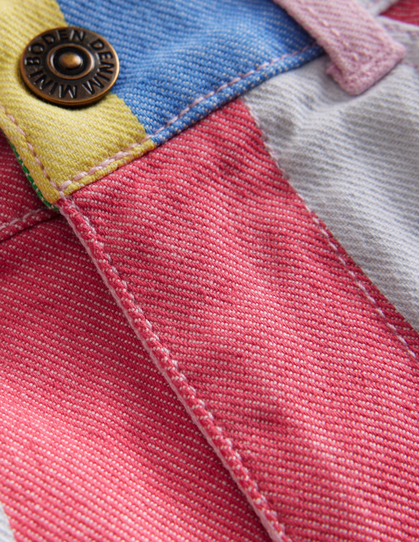 Denim Shorts-Multi Rainbow Stripe