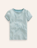 Short-sleeved Pointelle Top-Vintage Blue Floral