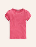 Short-sleeved Pointelle Top-Rose Pink