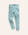 Lace Trim Rib Leggings-Aqua Sea Blue/Ivory