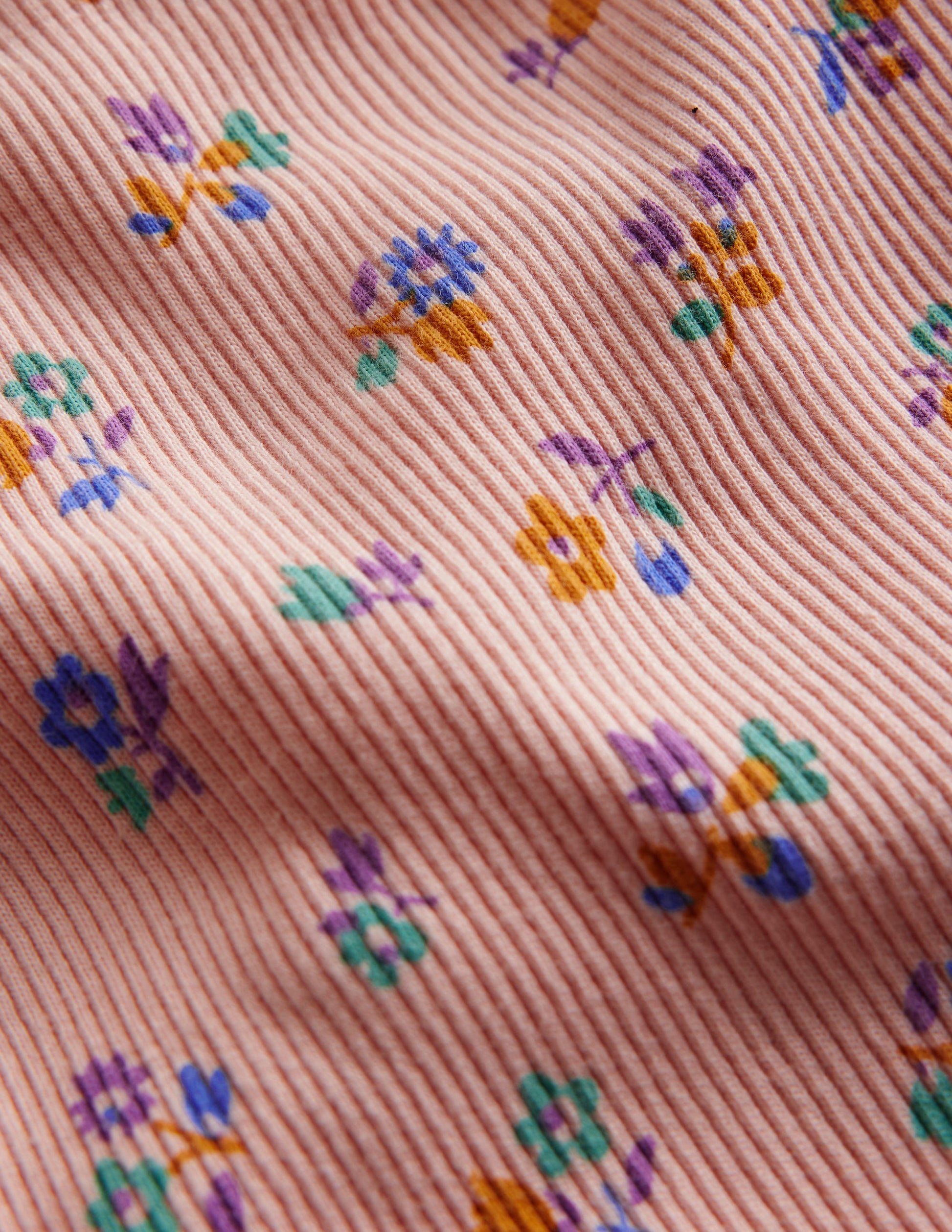 Lace Trim Rib Leggings-Provence Dusty Pink Floral-3