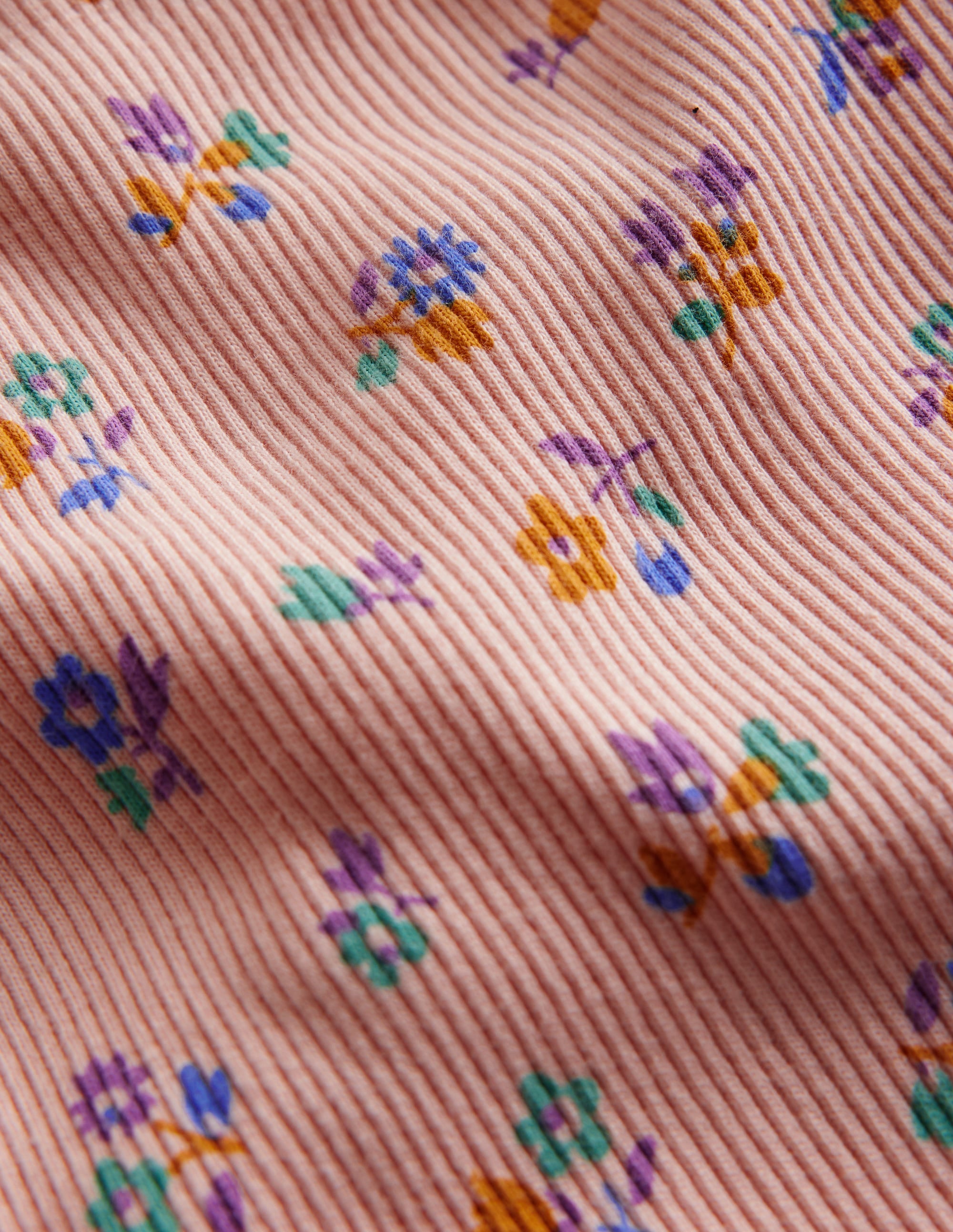 Lace Trim Rib Leggings-Provence Dusty Pink Floral - Image 3