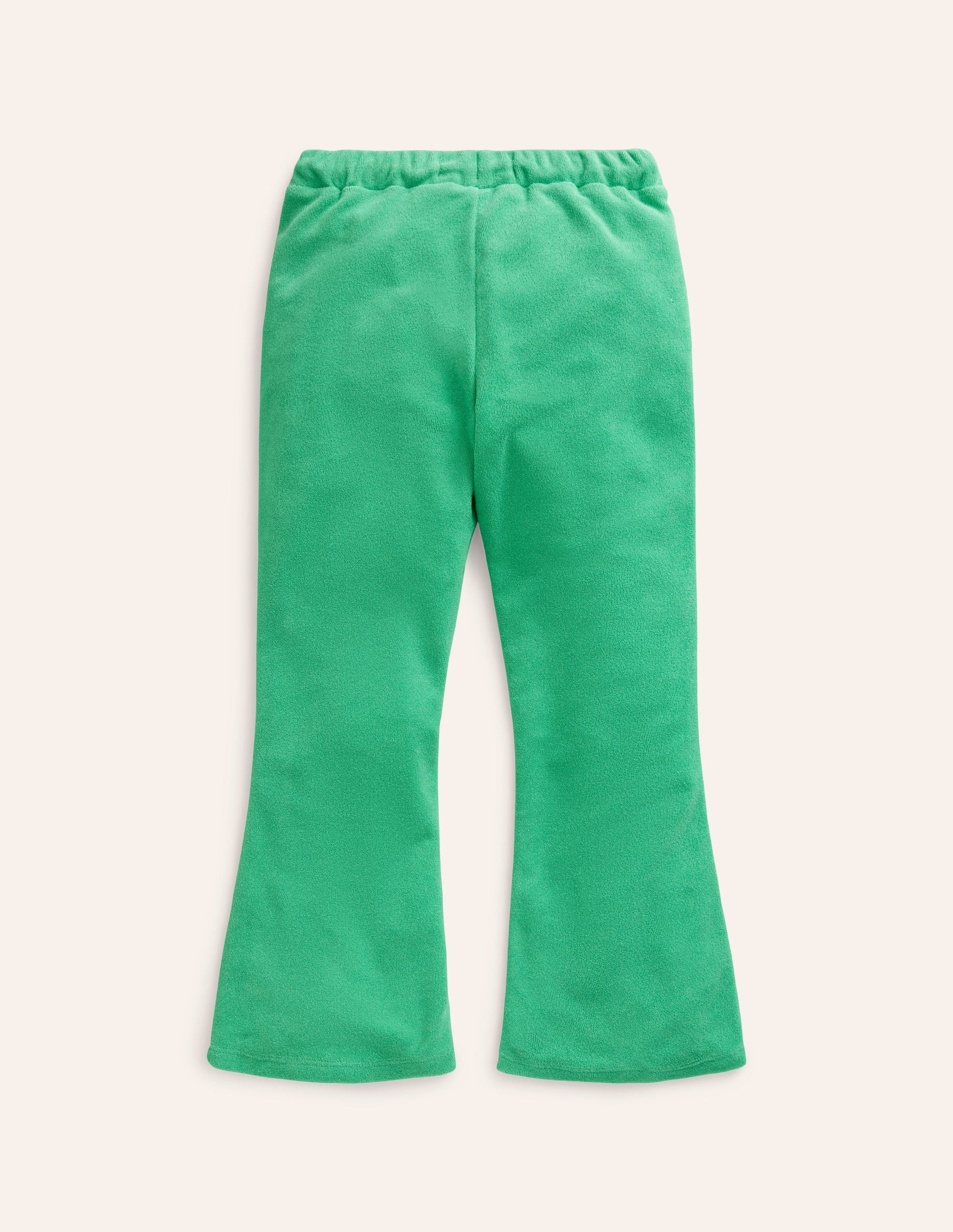 Towelling Flare Trousers-Pea green-5