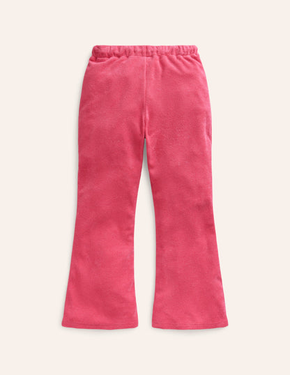 Towelling Flare Trousers-Rose Pink-2