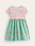 Hotchpotch Jersey dress-Corsica Blue Holiday Cats